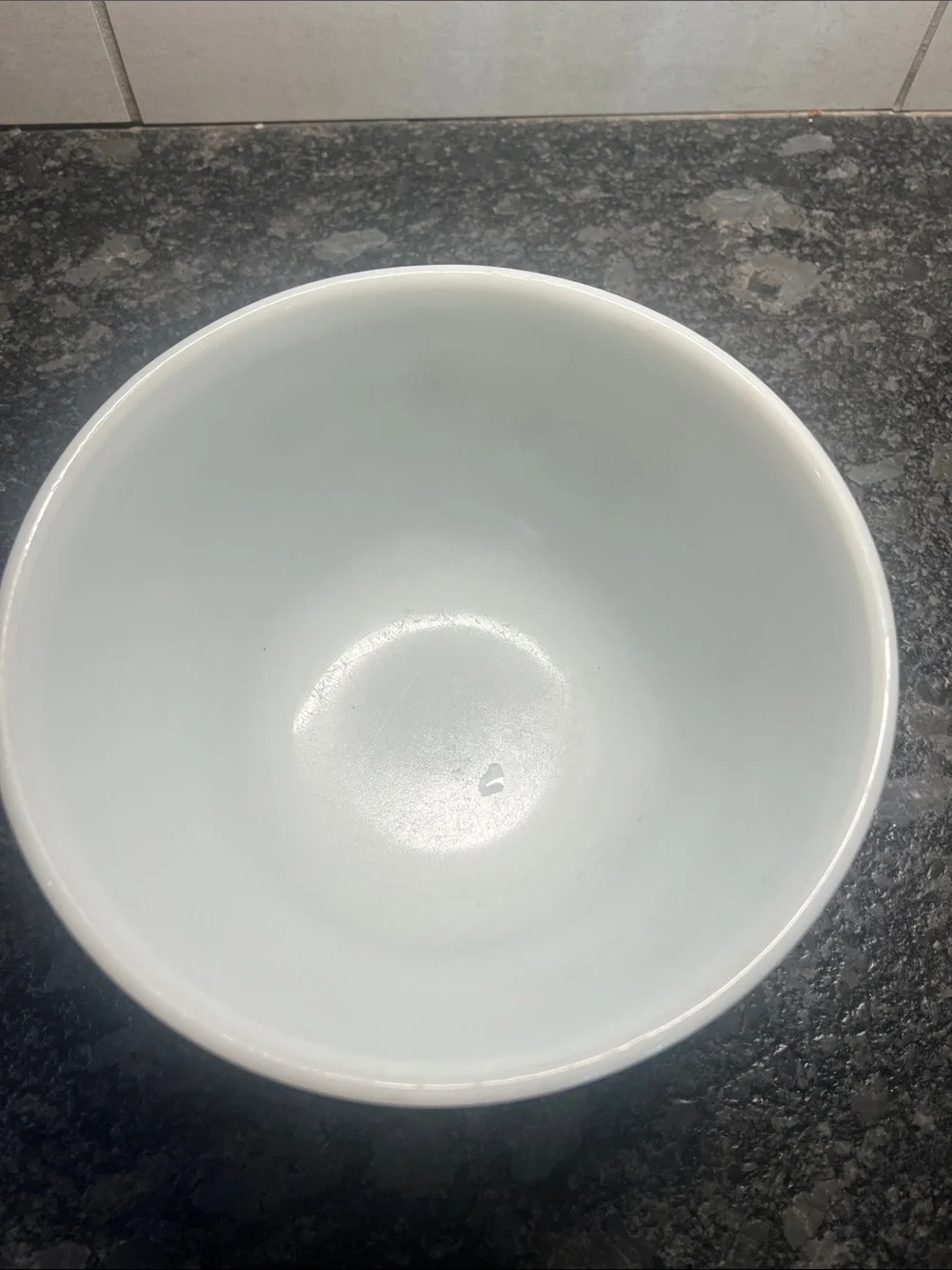 Vintage #402 Pyrex White Mixing Bowl with Olive Green Floral Band